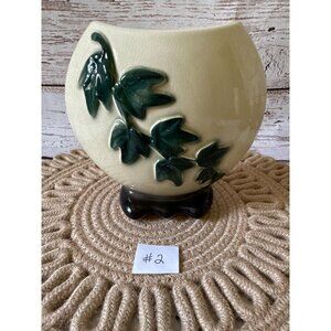 vintage ceramic Royal Copley ivy footed pattern vase